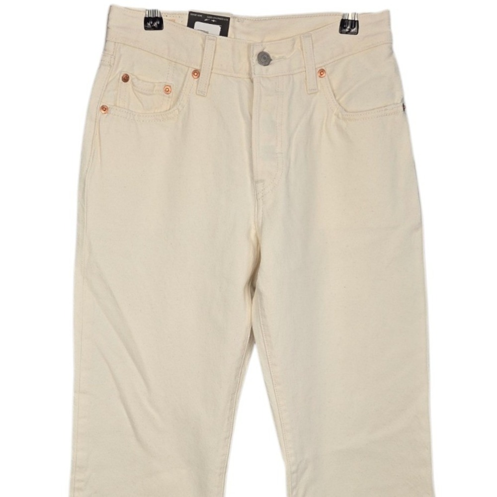 Levis 501 90s Jeans Women 24x30 Cream Ivory Straight Leg Mid Rise Button Fly NEW